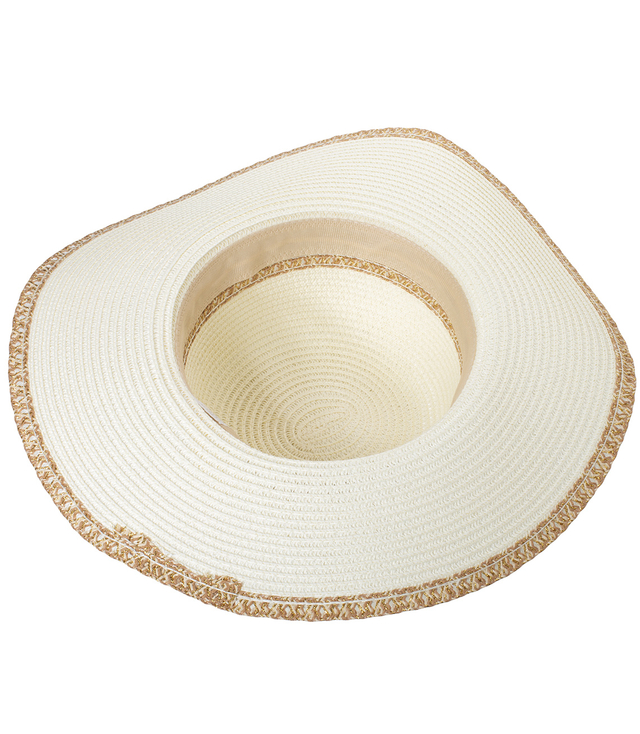 Women's gold thread straw hat with large brim