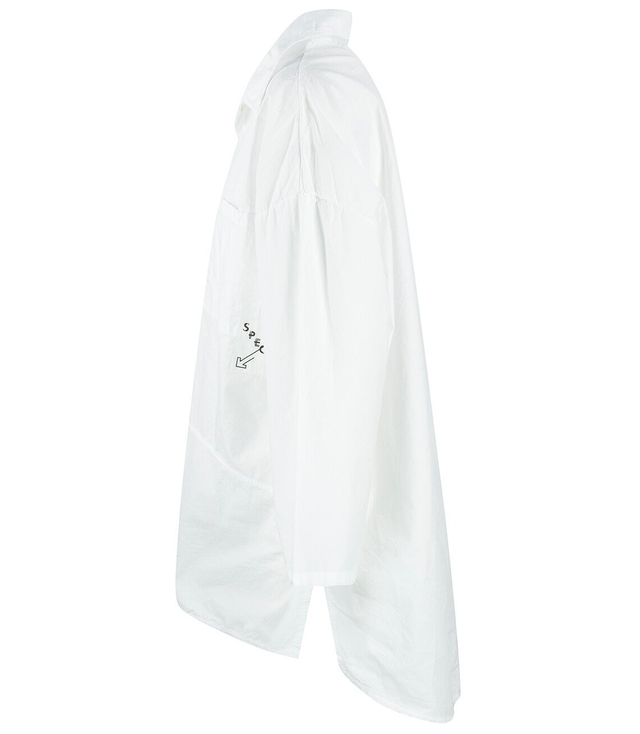 White oversize shirt with patch cut-off KAMA