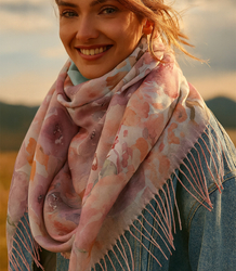 Women's scarf with floral pattern 100x100
