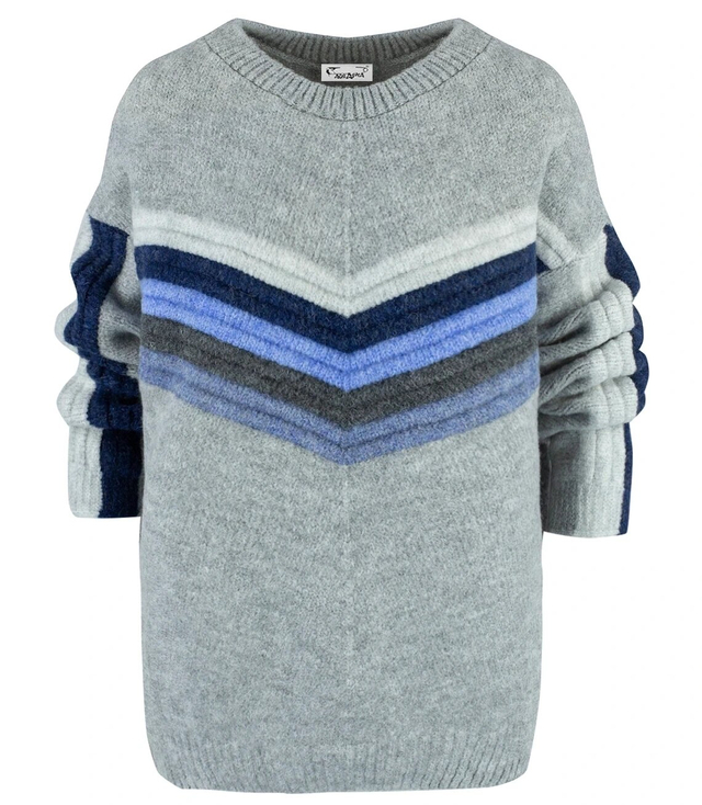 Warm women's sweater with colorful stripes in wool JULIA