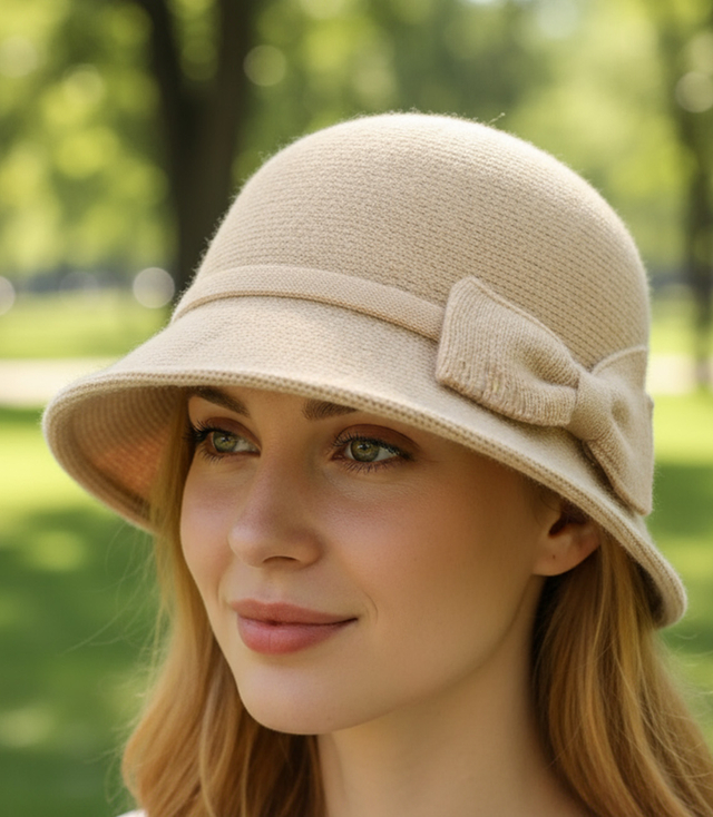 Women's cloche hat with bow