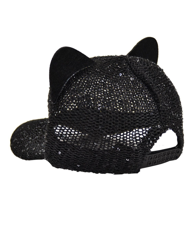 Braided cap with cat ears sequins