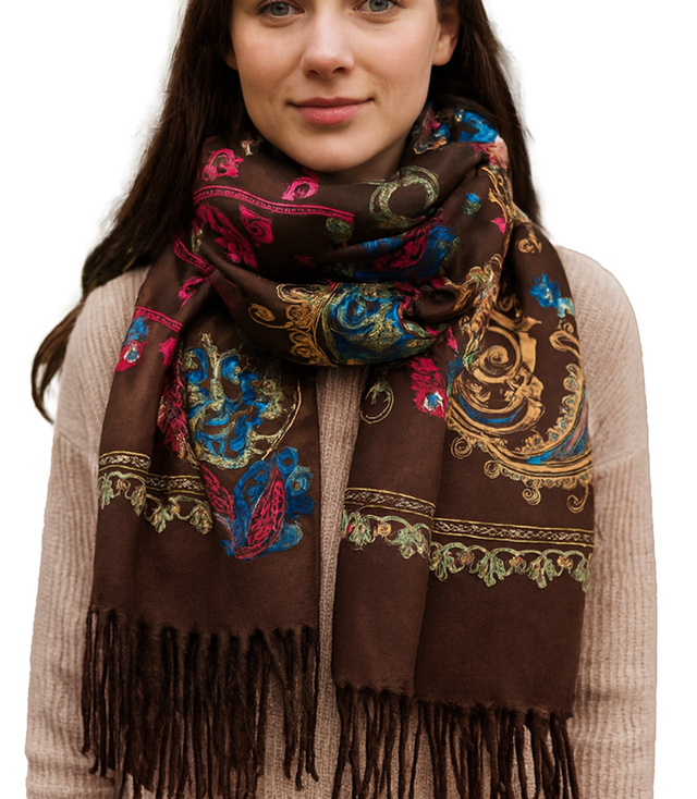 Women's scarf with floral ornament stylish