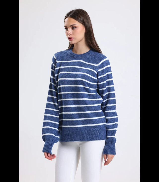 Warm women's fashionable striped sweater ANNA