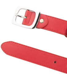 Smooth women's eco leather belt with silver buckle 3 cm