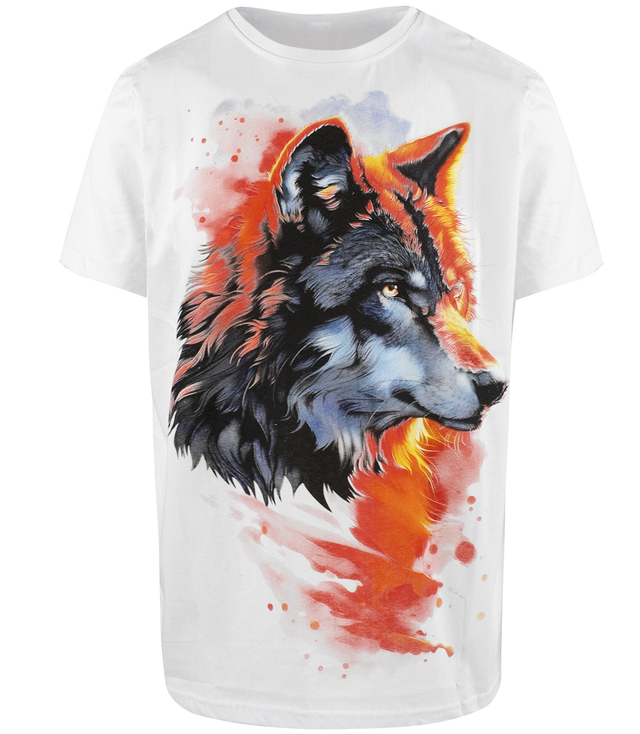 Koszulka męska t-shirt z dużym nadrukiem wilka bawełna
