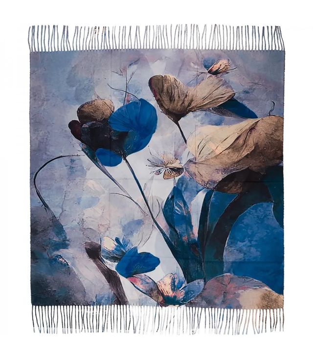 Square shawl scarf for women with tassels AGRAFKA