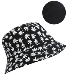 Reversible BUCKET HAT with leaves print