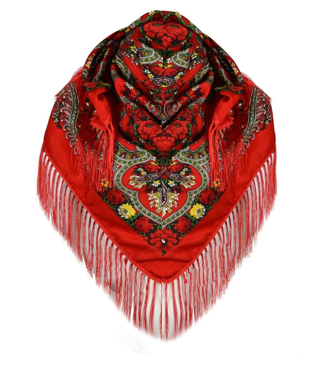 Beautiful large folk shawl FOLK fringes