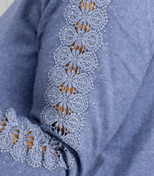 Knit dress with openwork sleeves and pockets