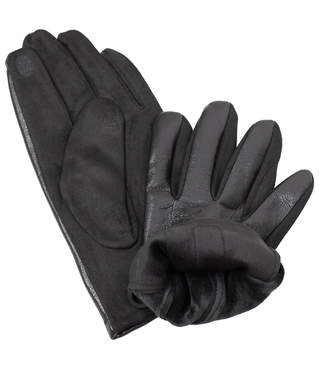 Elegant men's insulated gloves five-finger touch eco leather