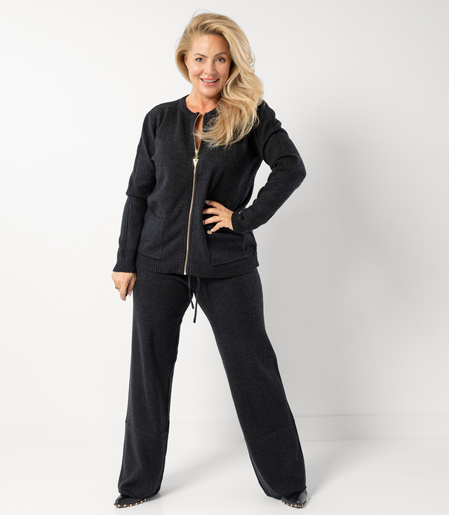 Loose melange knit pants AMELIA