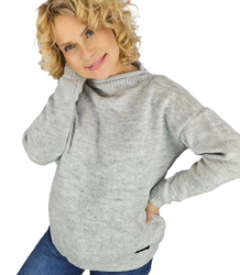 Warm women's oversize sweater boat neckline MARLENA