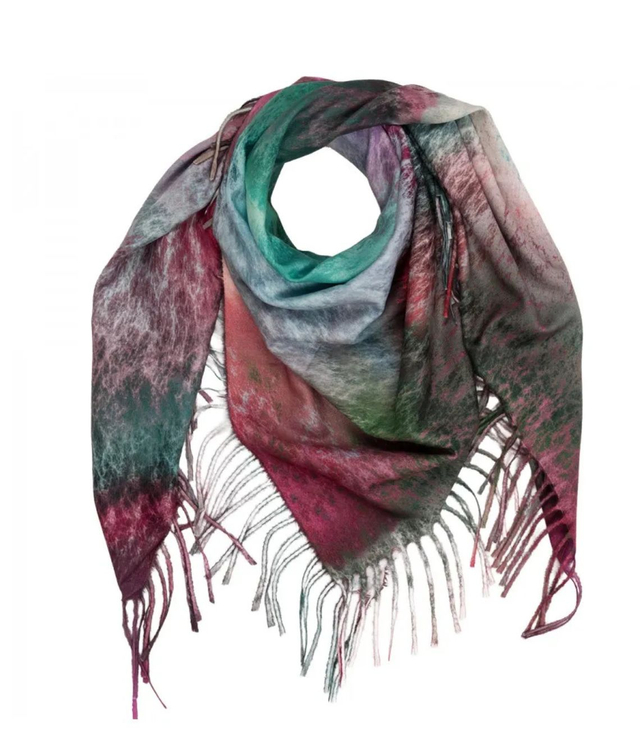 Fashionable multicolored shawl scarf with tassels