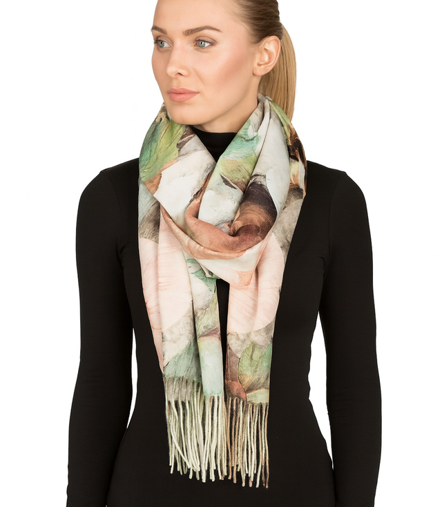 Square shawl scarf for women with tassels AGRAFKA