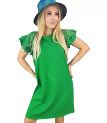 Cotton simple dress with frills