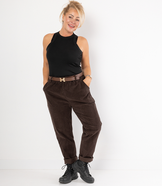 Corduroy chinos pants with belt CITY SOFT