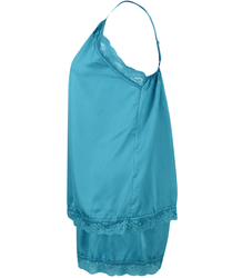 Satin pajama set with lace shorts top petticoat