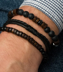 Set of men's bracelets natural stone
