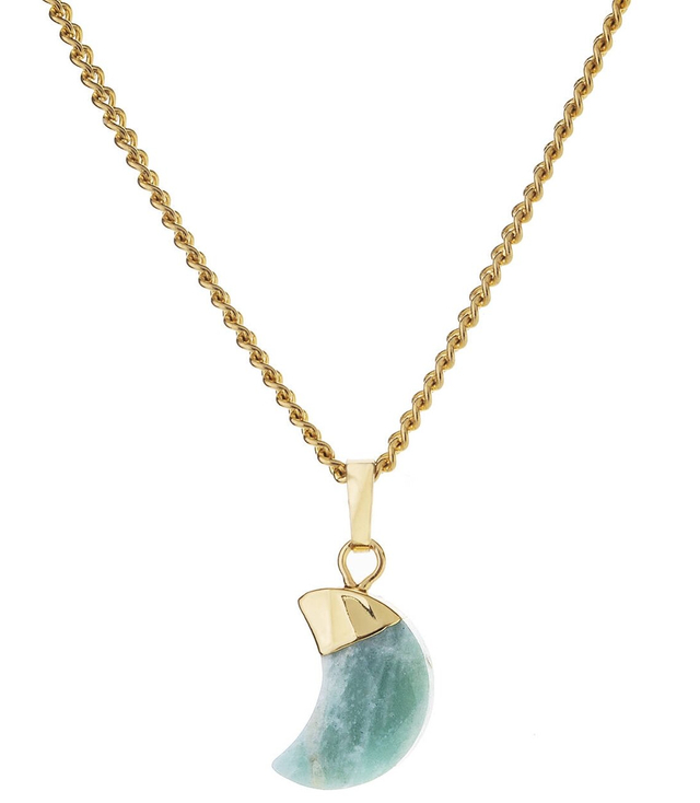 AMAZONITE BOHO moon pendant necklace