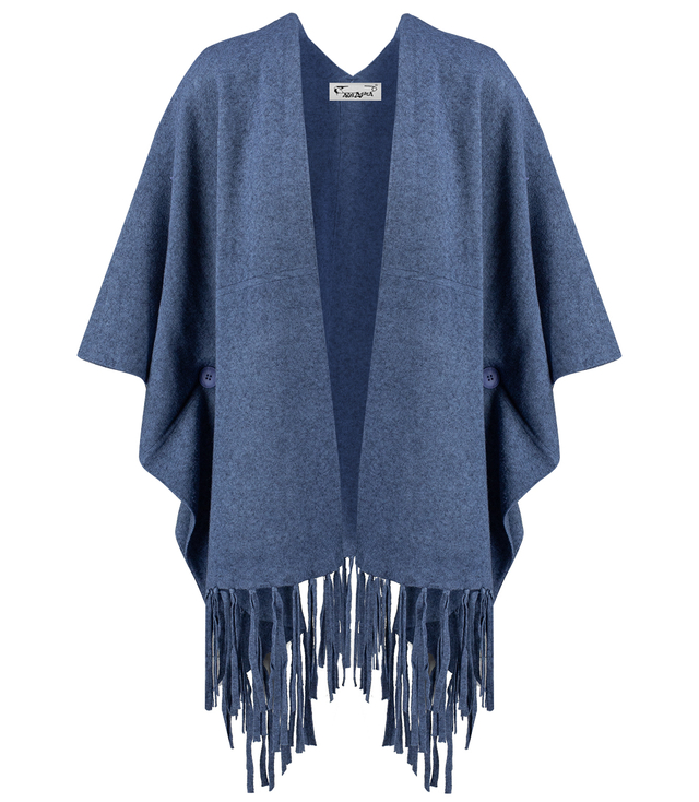 Poncho cape with decorative tassels warm elegant MILENA