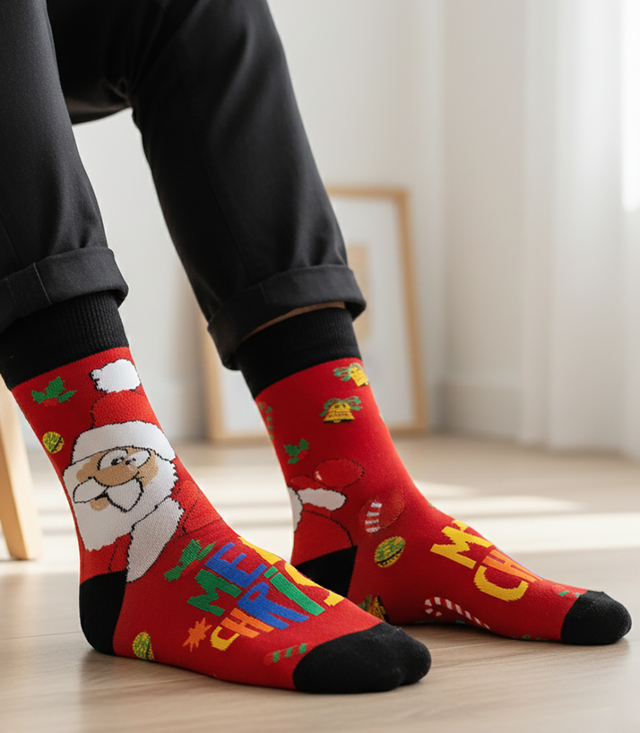 Men's Christmas socks - winter, warm, Christmas patterns