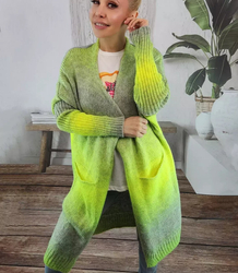 Long cardigan thick colorful ombre sweater