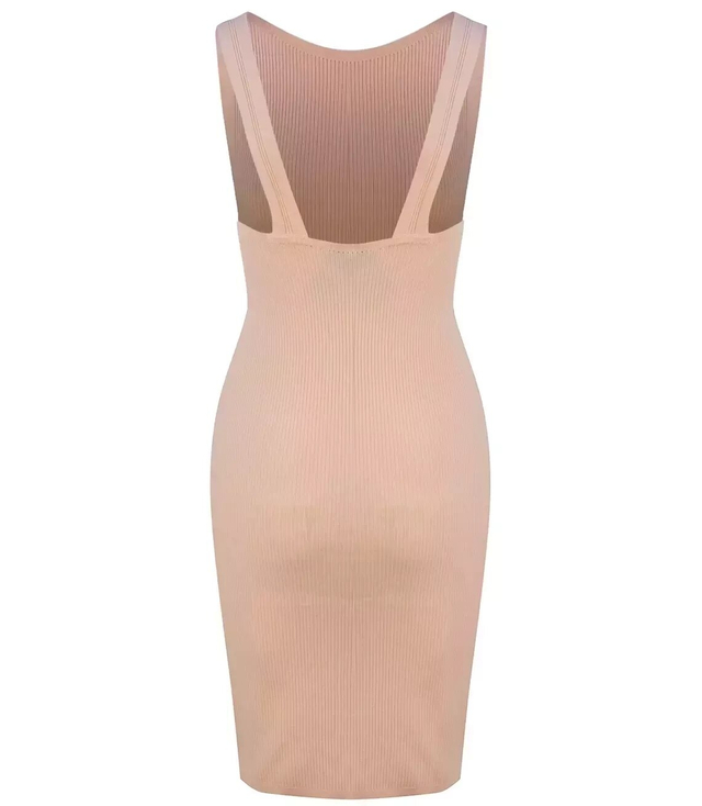 Dopasowana sukienka midi odkryte plecy Elegancka