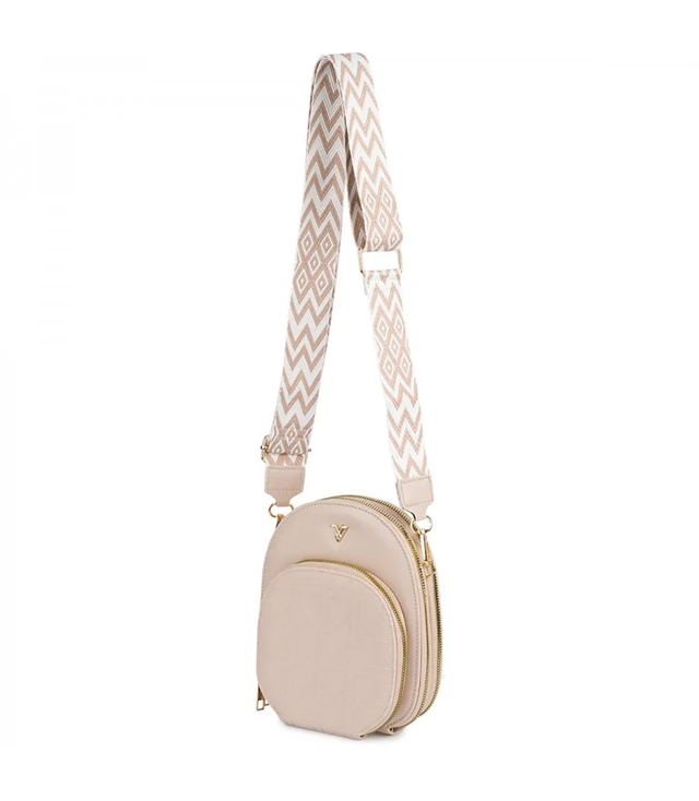 Small stylish mini rounded handbag 3 compartments 2 straps