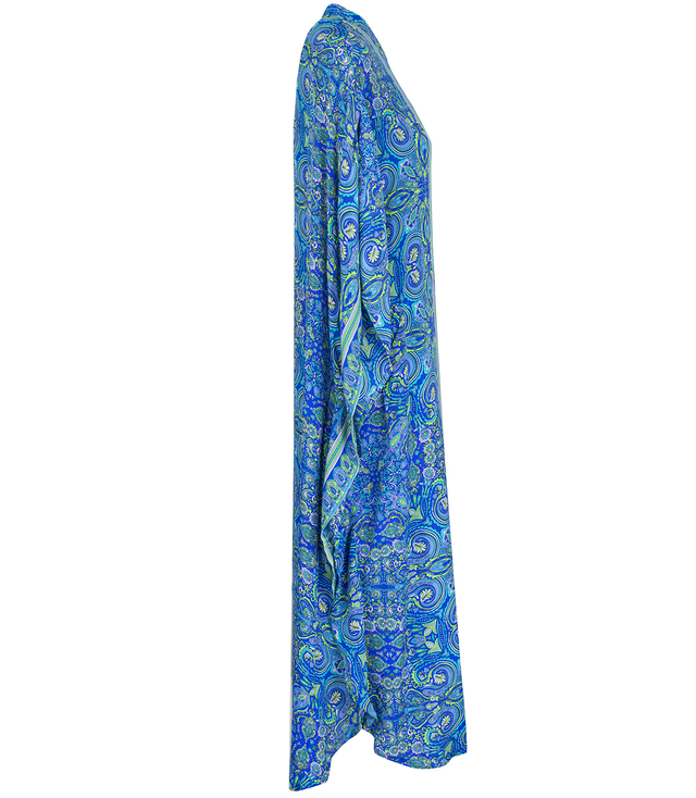 Long ethnic BAT dress with colorful patterns, NOVENTA silk