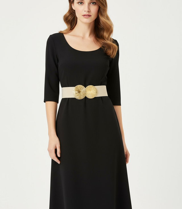 Pleciony pasek damski ze złotą klamrą