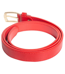 Smooth women's eco leather belt with gold buckle 2.3 cm