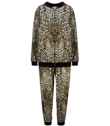 Suede tracksuit set bomber pants