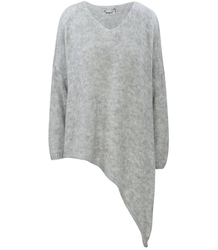 Warm asymmetric V-neck sweater with wool