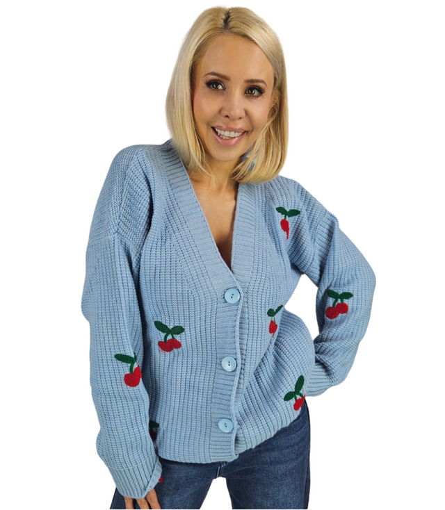 Warm and cozy women's sweater with cherries in autumn LARAMIE