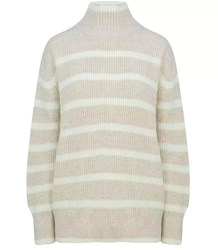 Super fashionable striped turtleneck knitted sweater