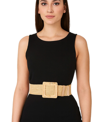 Braided women's belt with large buckle