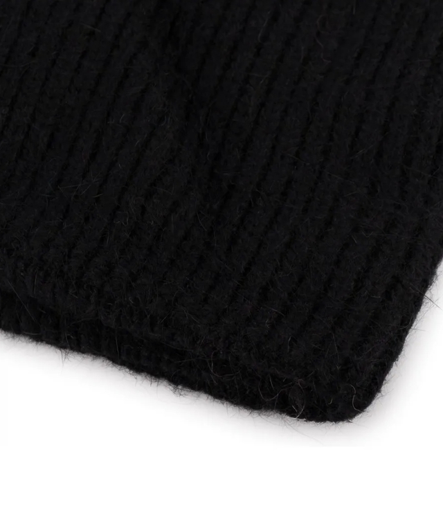 Warm women's beanie with pompon winter autumn ribbed monochrome hat