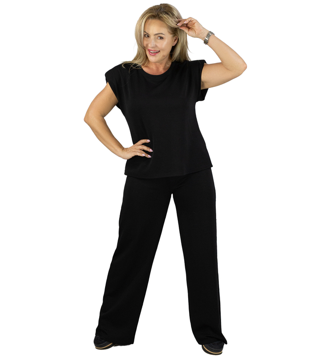 Women's tracksuit t-shirt with cushioned wide pants in butter fabric MAVA