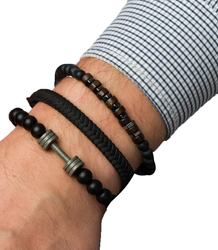 Set of men's bracelets natural stone