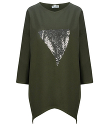 Tunic sweatshirt dress with sequins