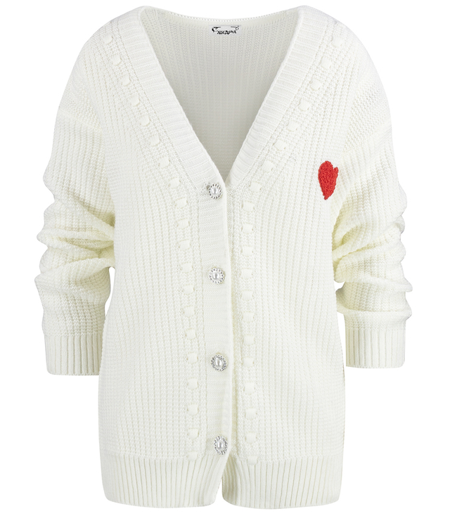 Warm and cozy women's sweater with decorative buttons and heart LOVE