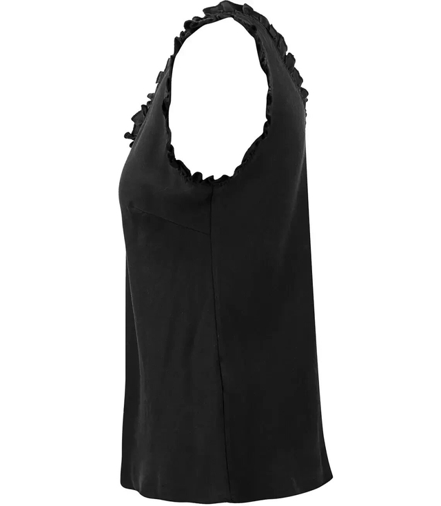 Plain top T-shirt BASIC frill blouse