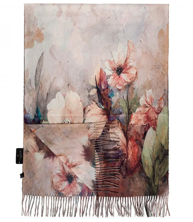 Square shawl scarf for women with tassels AGRAFKA