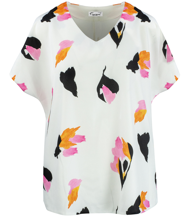 Elegant V-neck blouse with MATYLDA patterns