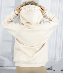  Bluza damska z kapturem oversize i haftem QUEEN