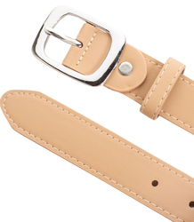 Smooth women's eco leather belt with silver buckle 3 cm