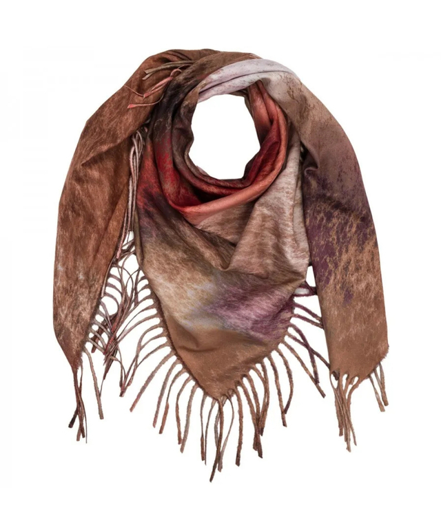 Modna wielokolorowa chusta szal szalik z frędzlami