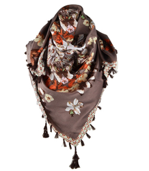 Beautiful colorful scarf with flowers FOLK style