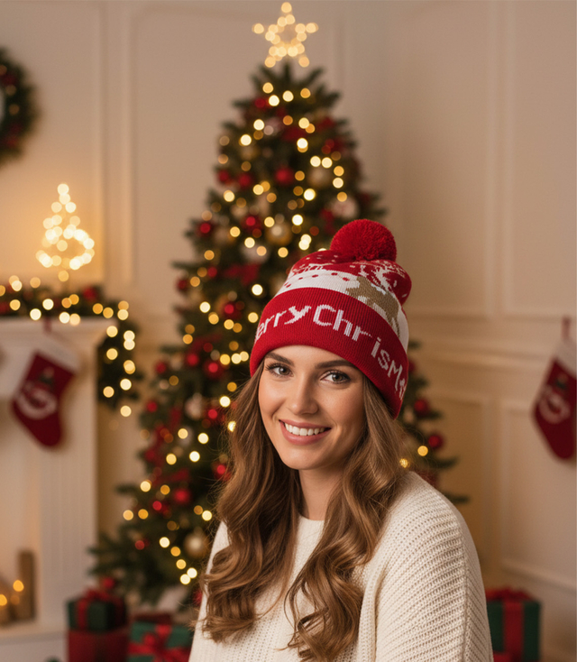 Winter Christmas hat with pom-pom - perfect for preze